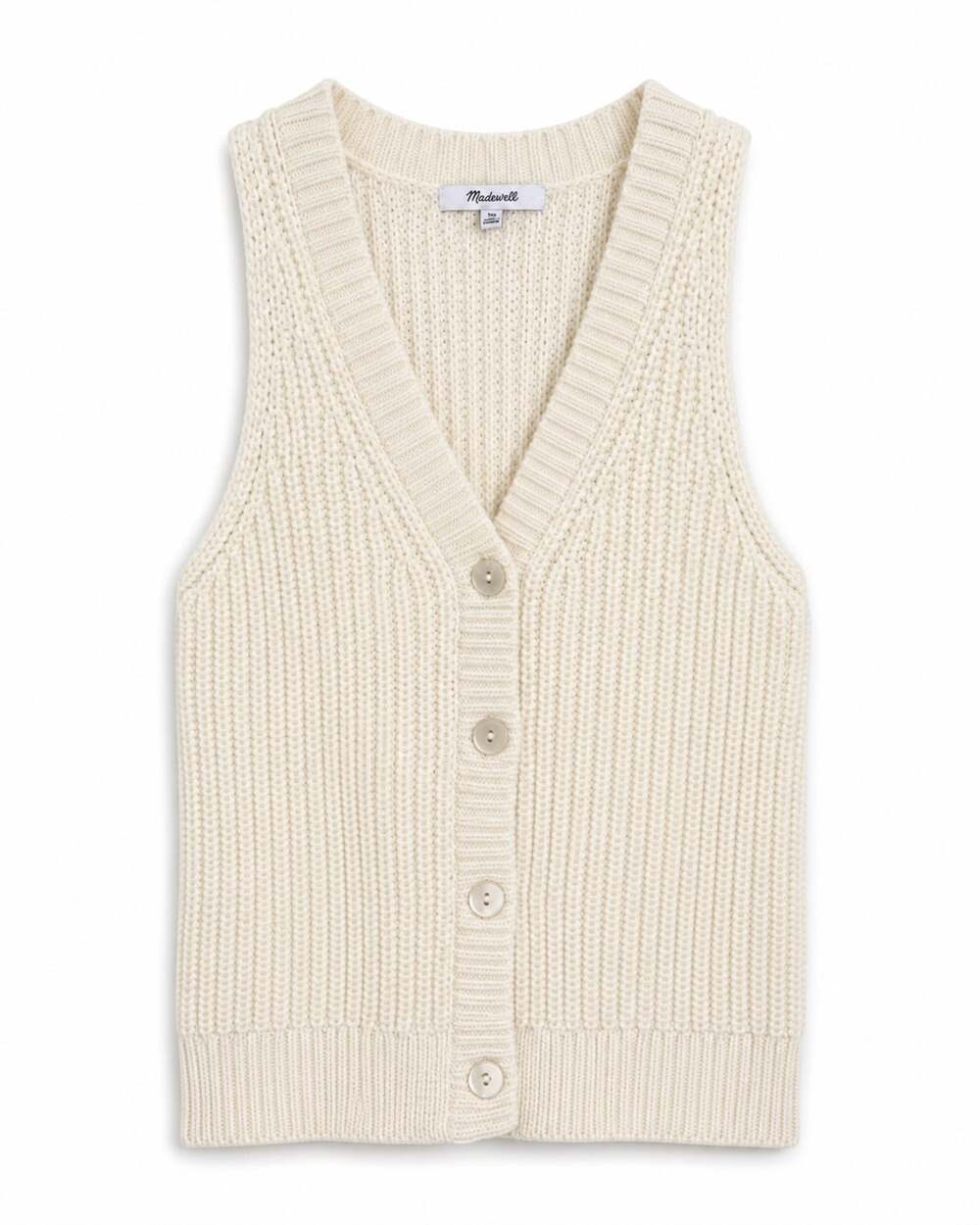 Madewell Cream Chunky Knit Button-Front Sweater Vest XS
